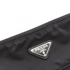 Prada Shoulder Bag Triangle Logo Black Nylon Saffiano Leather — view 7