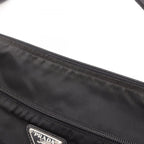 Prada Shoulder Bag Triangle Logo Black Nylon Leather — view 8