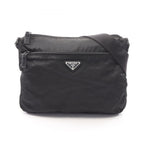 Prada Shoulder Bag Triangle Logo Black Nylon Leather