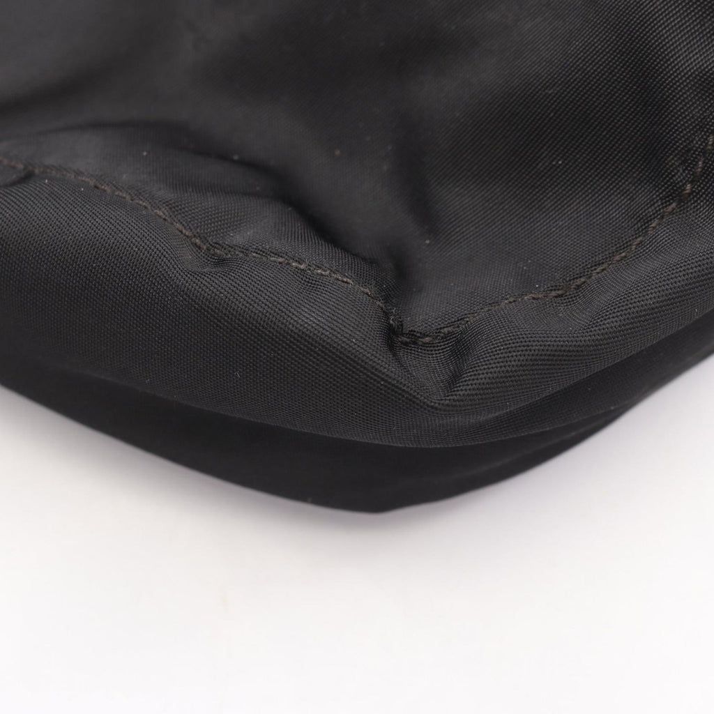 Prada Shoulder Bag Triangle Logo Black Nylon Leather — view 7