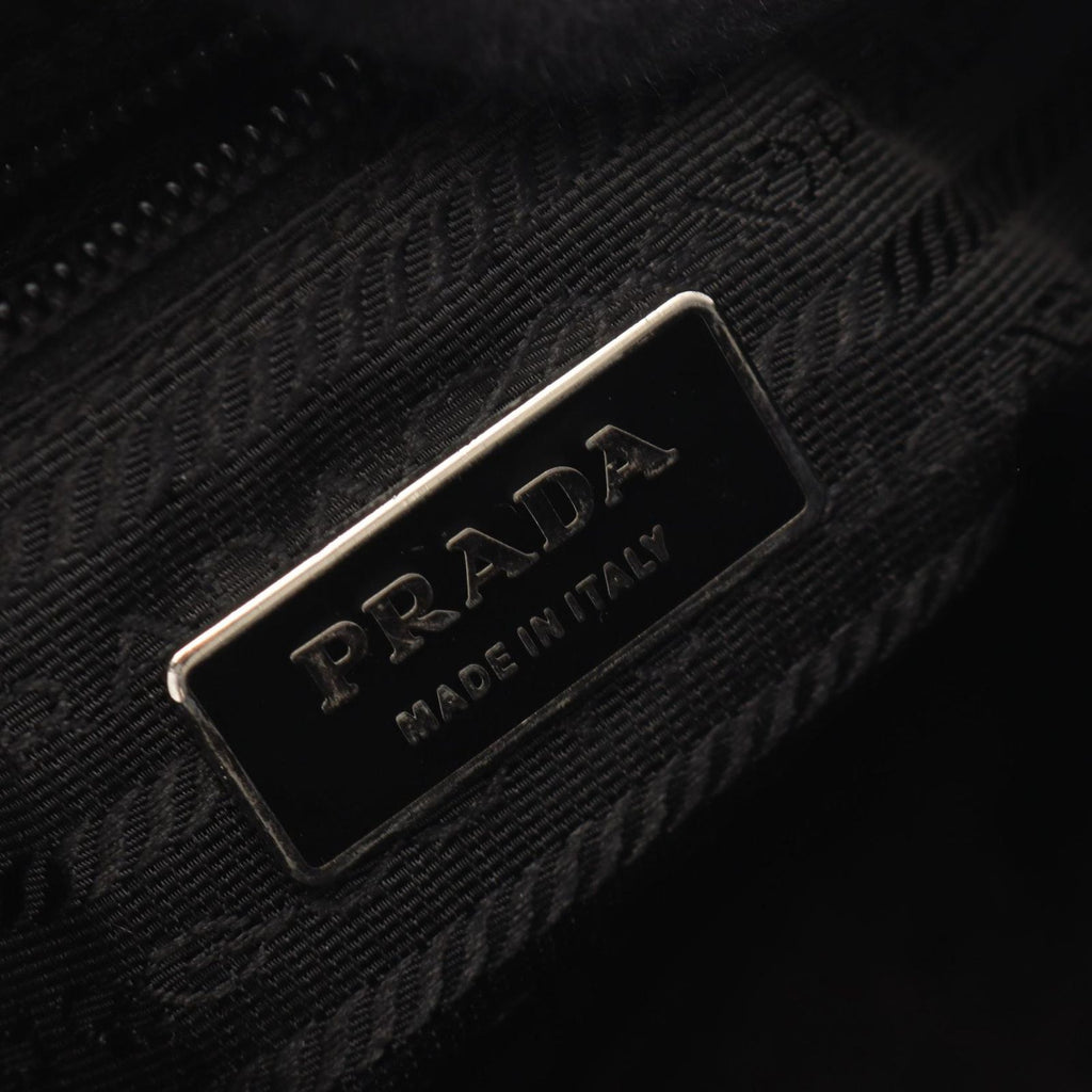 Prada Shoulder Bag Triangle Logo Black Nylon Leather — view 4