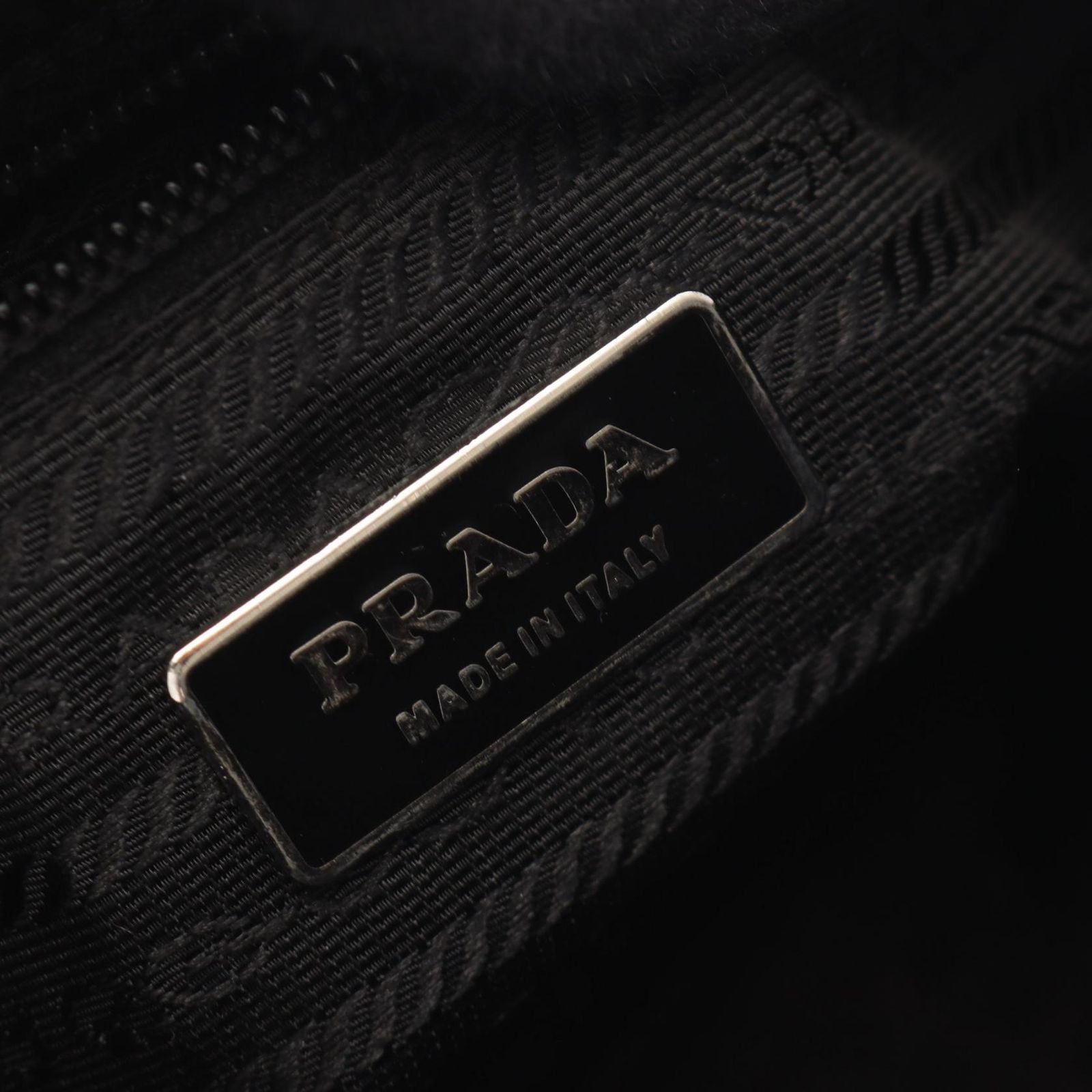Prada Shoulder Bag Triangle Logo Black Nylon Leather — view 4