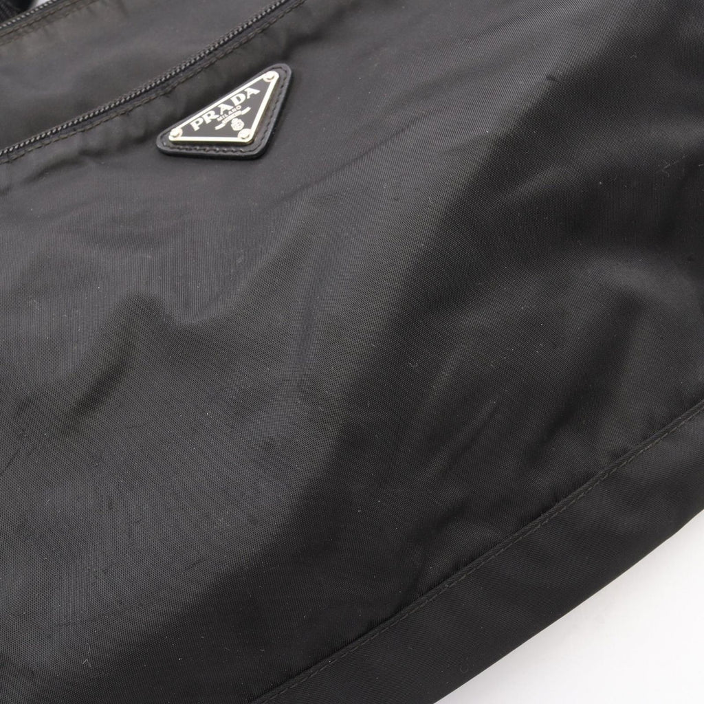 Prada Shoulder Bag Triangle Logo Black Nylon Leather — view 6