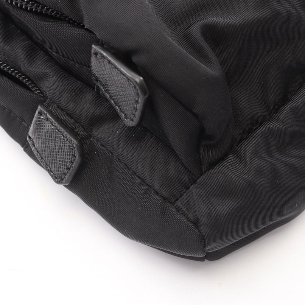 Prada Backpack Triangle Logo Harness Black Nylon Saffiano Leather Shoulder Bag — view 7