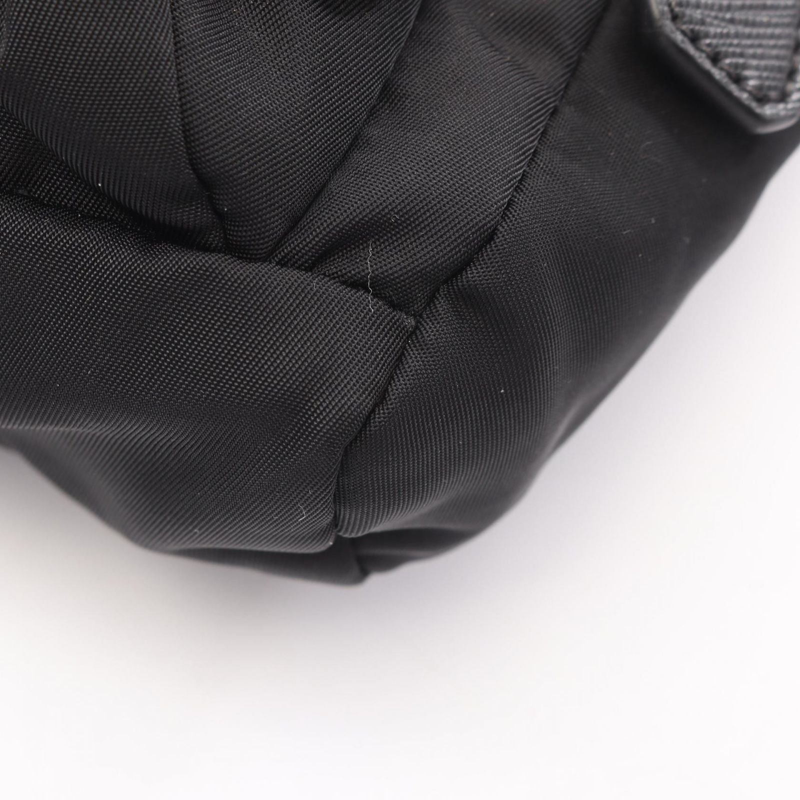 Prada Backpack Triangle Logo Harness Black Nylon Saffiano Leather Shoulder Bag — view 6