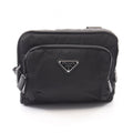 Prada Backpack Triangle Logo Harness Black Nylon Saffiano Leather Shoulder Bag