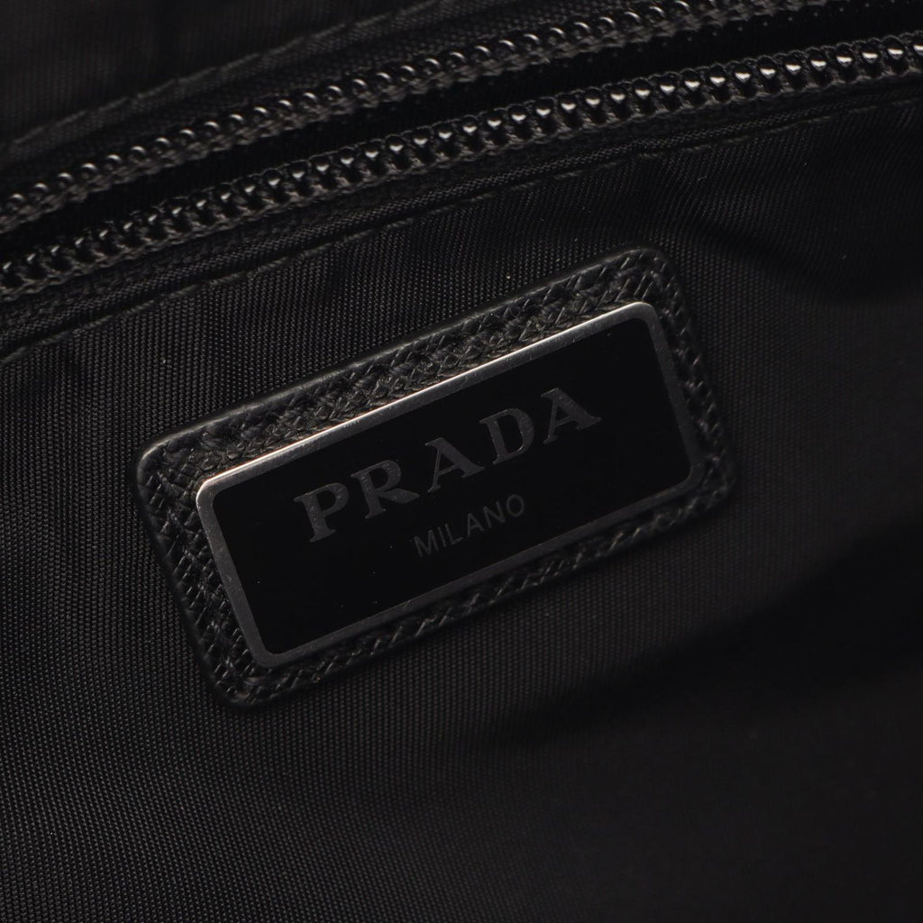 Prada Backpack Triangle Logo Harness Black Nylon Saffiano Leather Shoulder Bag — view 4