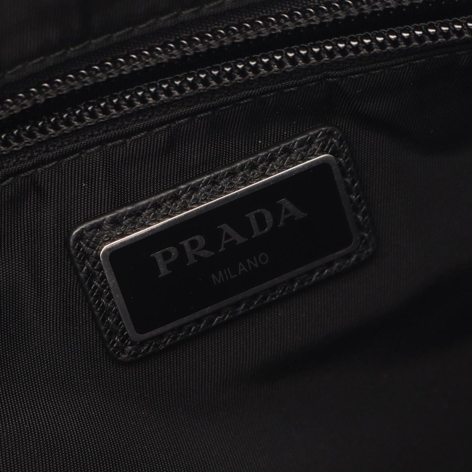 Prada Backpack Triangle Logo Harness Black Nylon Saffiano Leather Shoulder Bag — view 4