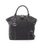 Gucci Tote Bag GG Pattern Interlocking Black Leather 2-Way