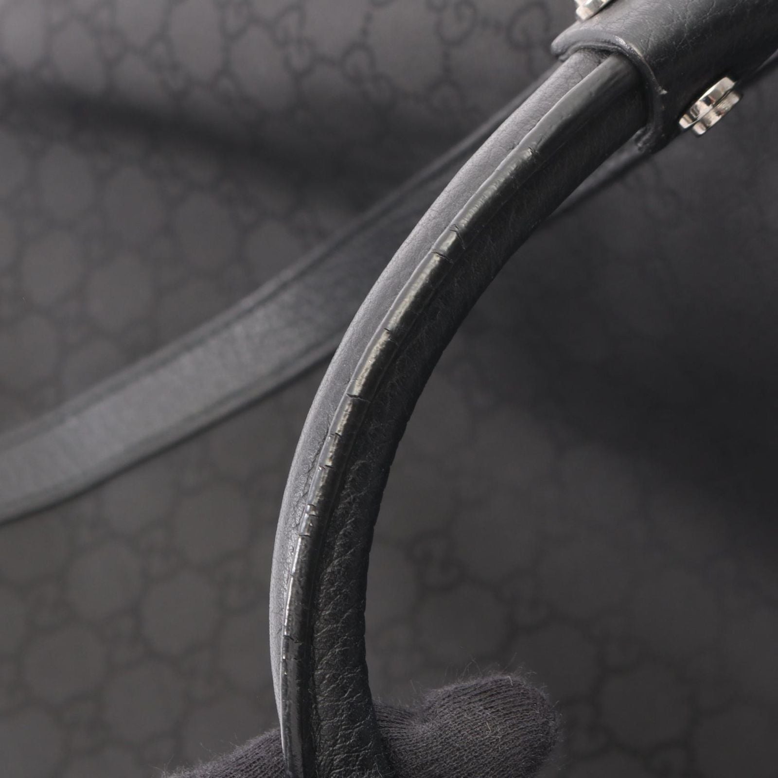 Gucci Tote Bag GG Pattern Interlocking Black Leather 2-Way — view 8