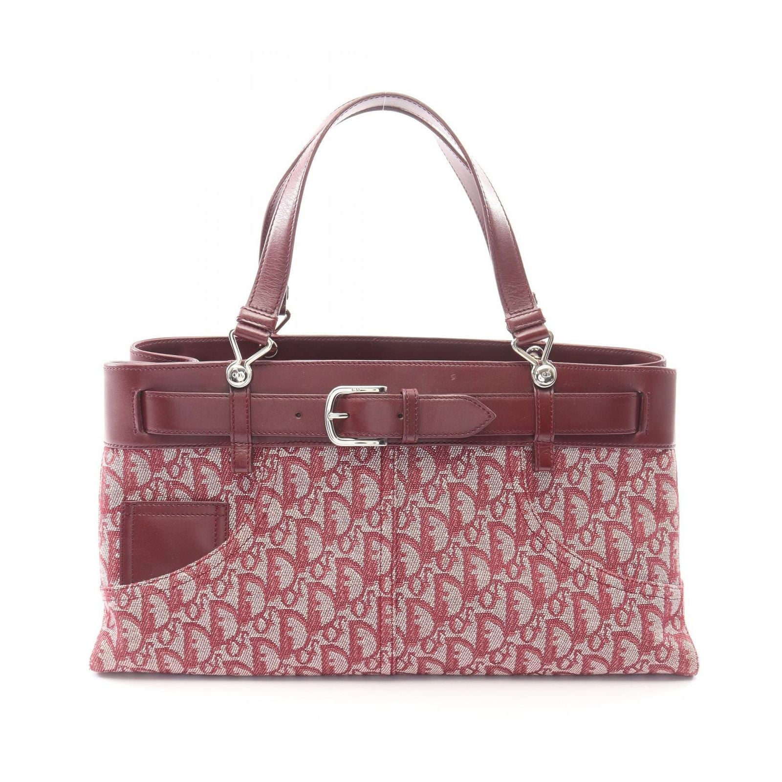 Dior Trotter Bordeaux Canvas Leather Handbag