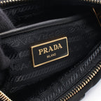 Prada Shoulder Bag Tessuto Saffian Black Nylon Leather Triangle Logo — view 4