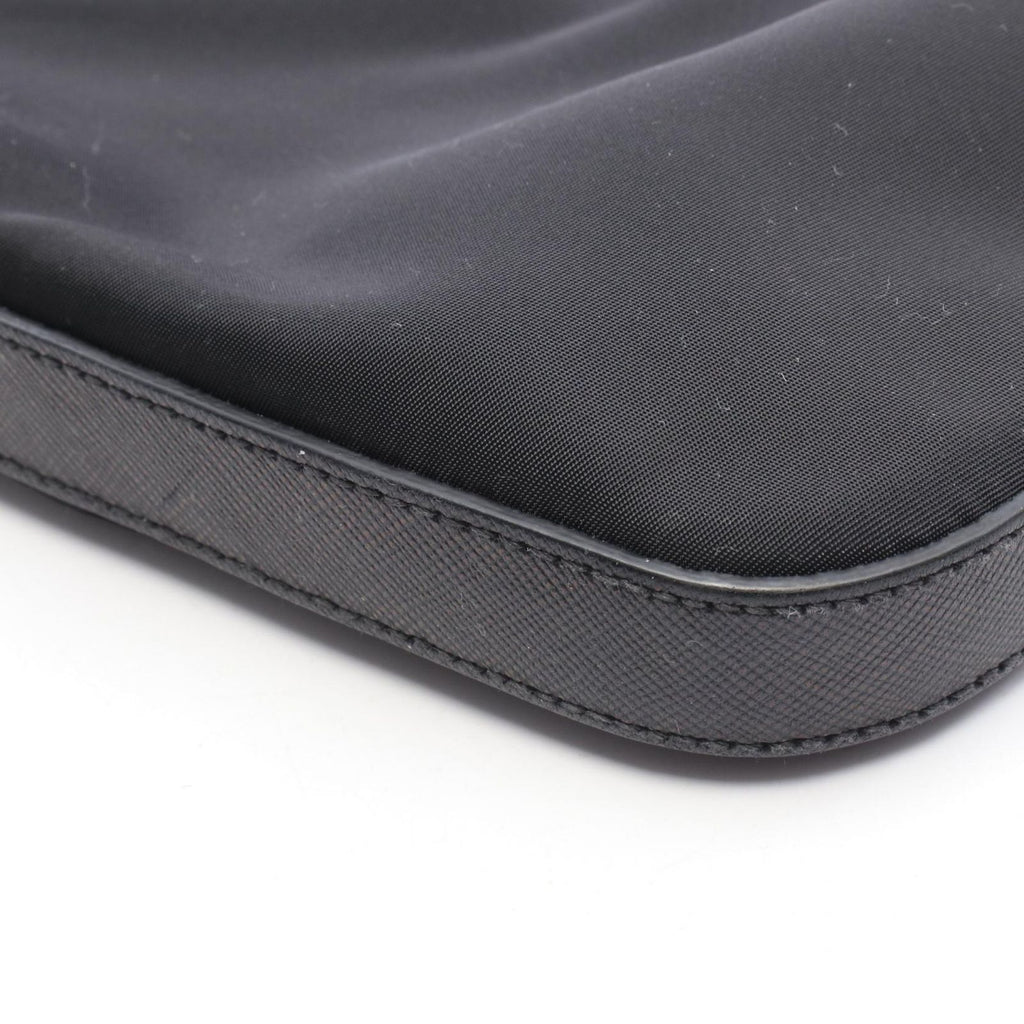 Prada Shoulder Bag Tessuto Saffian Black Nylon Leather Triangle Logo — view 5