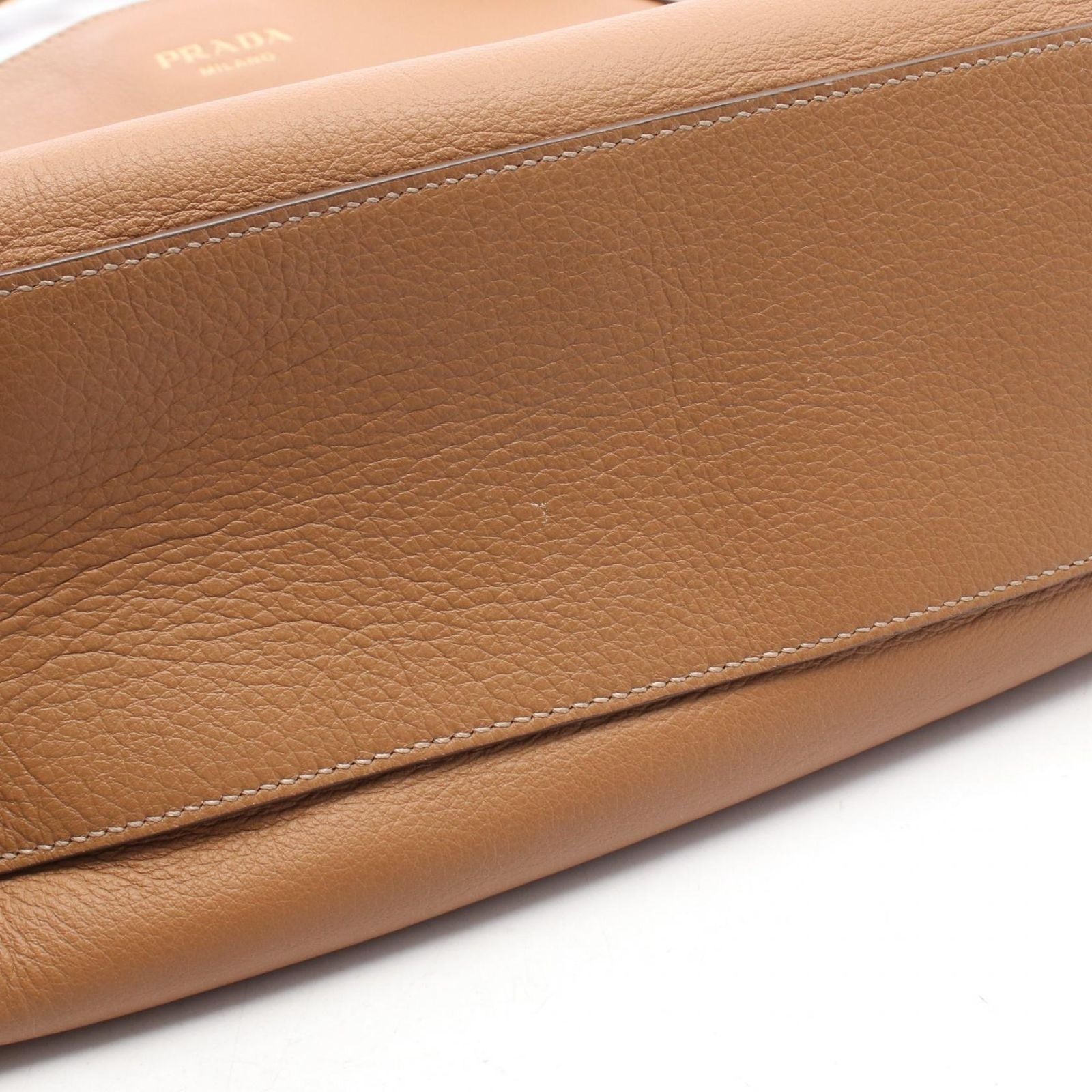 Prada Tote Bag Logo Camel Leather — view 5