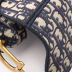 Dior Handbag Saddle Bag 2-Way Navy Ivory Canvas Oblique — view 5