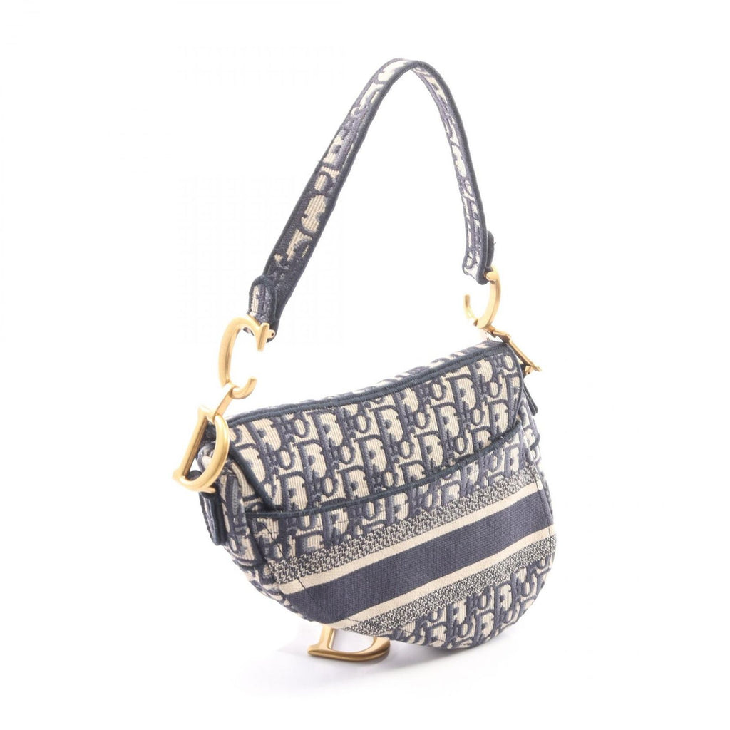 Dior Handbag Saddle Bag 2-Way Navy Ivory Canvas Oblique — view 2