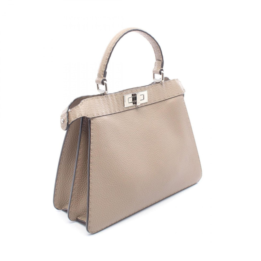 Fendi Peekaboo Regular 2-Way Gray Leather Handbag — view 2