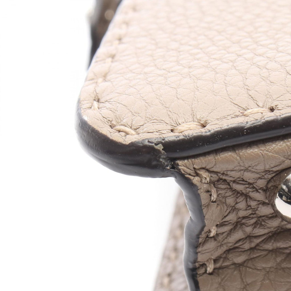 Fendi Peekaboo Regular 2-Way Gray Leather Handbag — view 5