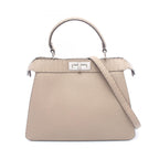 Fendi Peekaboo Regular 2-Way Gray Leather Handbag