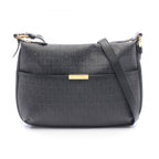 Fendi Shoulder Bag Zucchino Gray Black Canvas Leather