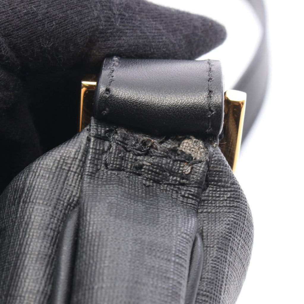 Fendi Shoulder Bag Zucchino Gray Black Canvas Leather — view 7