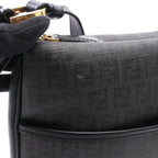 Fendi Shoulder Bag Zucchino Gray Black Canvas Leather — view 6