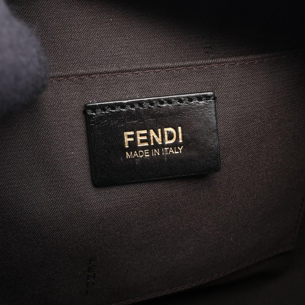 Fendi Shoulder Bag Zucchino Gray Black Canvas Leather — view 4