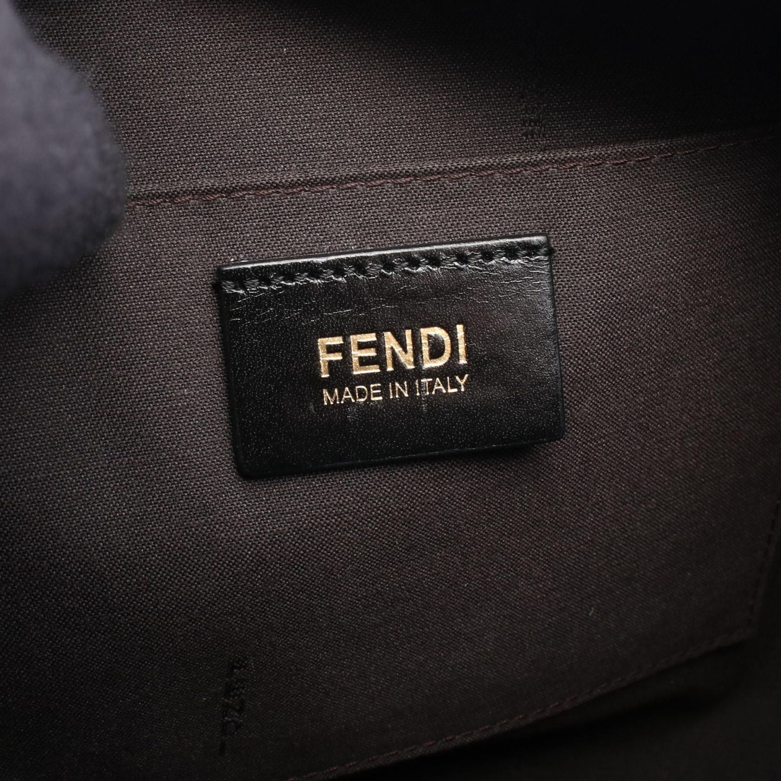 Fendi Shoulder Bag Zucchino Gray Black Canvas Leather — view 4