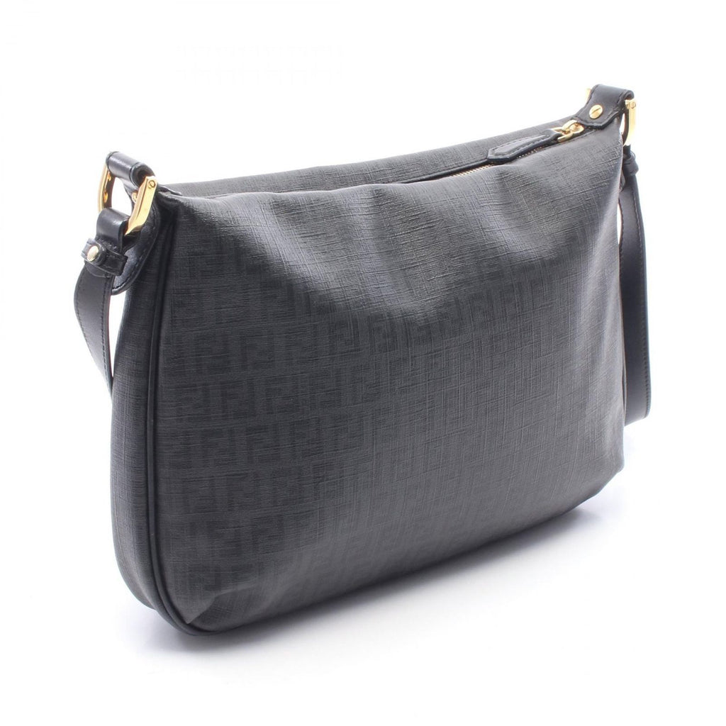 Fendi Shoulder Bag Zucchino Gray Black Canvas Leather — view 2