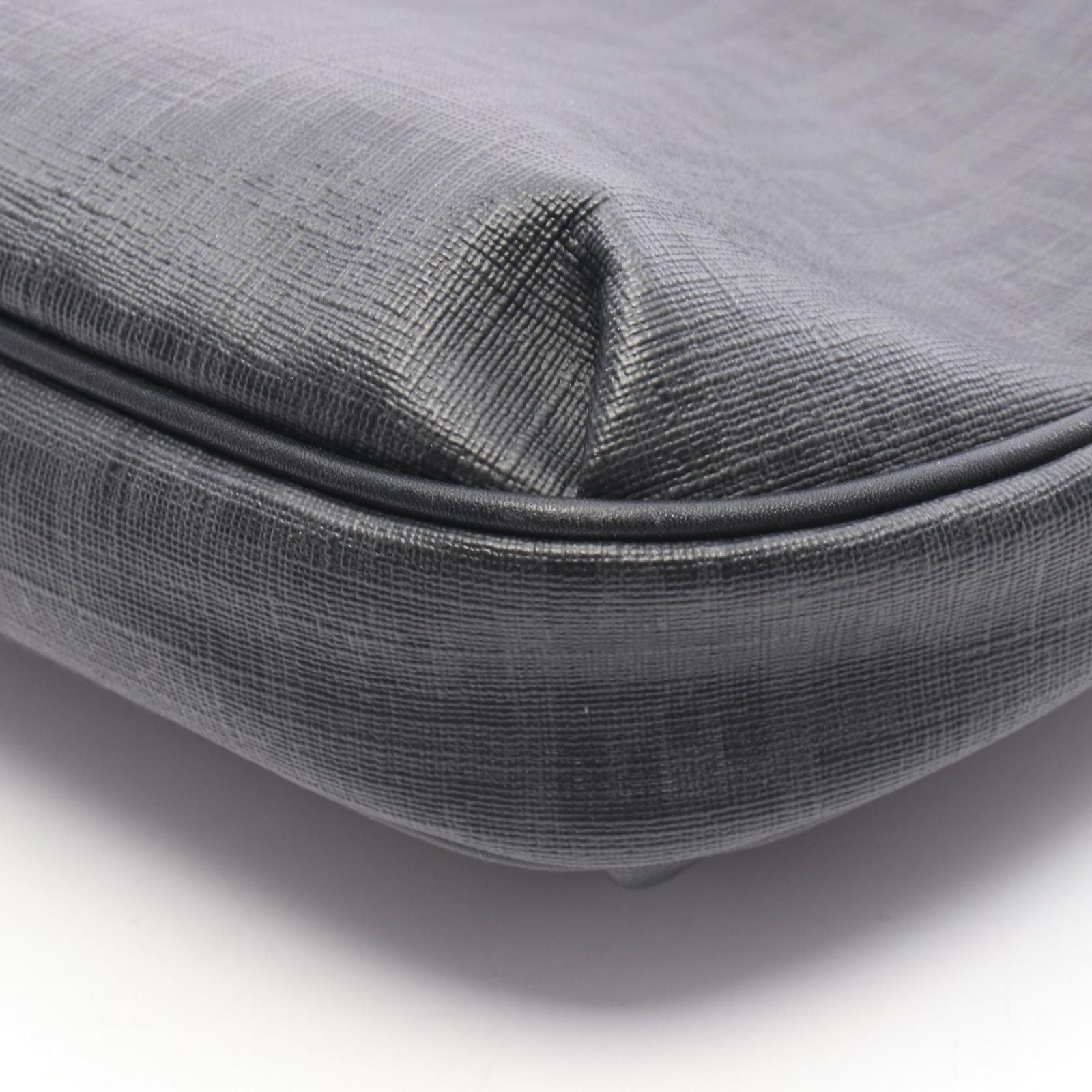 Fendi Shoulder Bag Zucchino Gray Black Canvas Leather — view 5