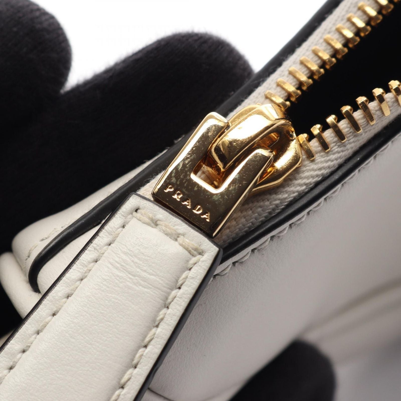 Prada Soft Calfskin Ake White Leather Ake Small Handbag — view 8