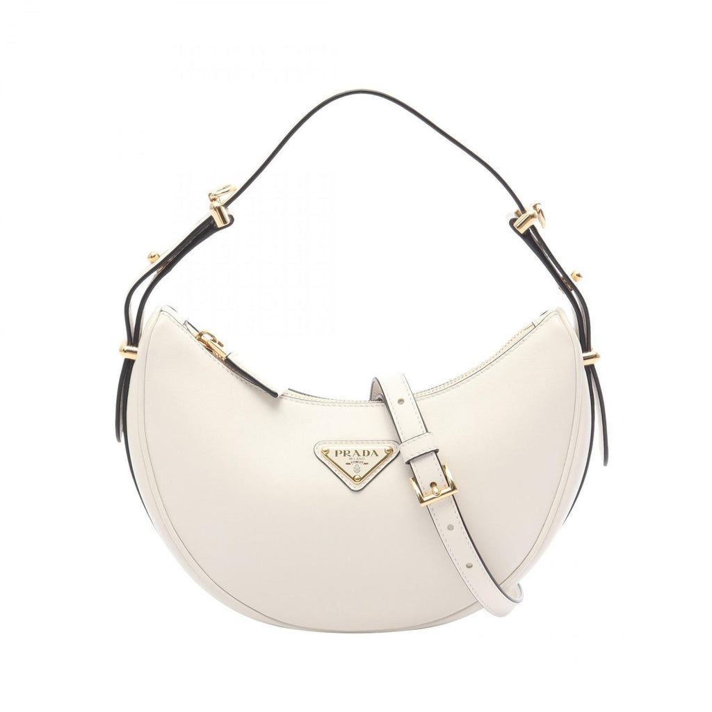 Prada Soft Calfskin Ake White Leather Ake Small Handbag