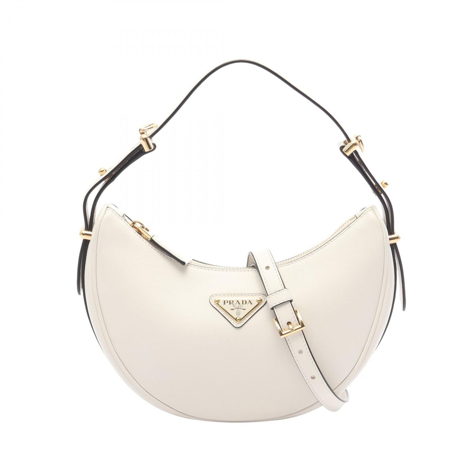 Prada Soft Calfskin Ake White Leather Ake Small Handbag