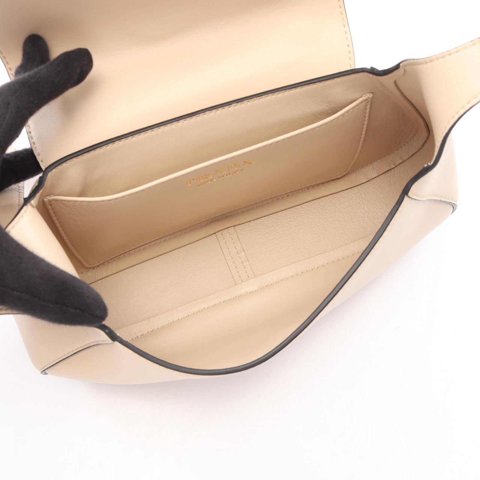 Prada Shoulder Bag Small Beige Leather — view 3