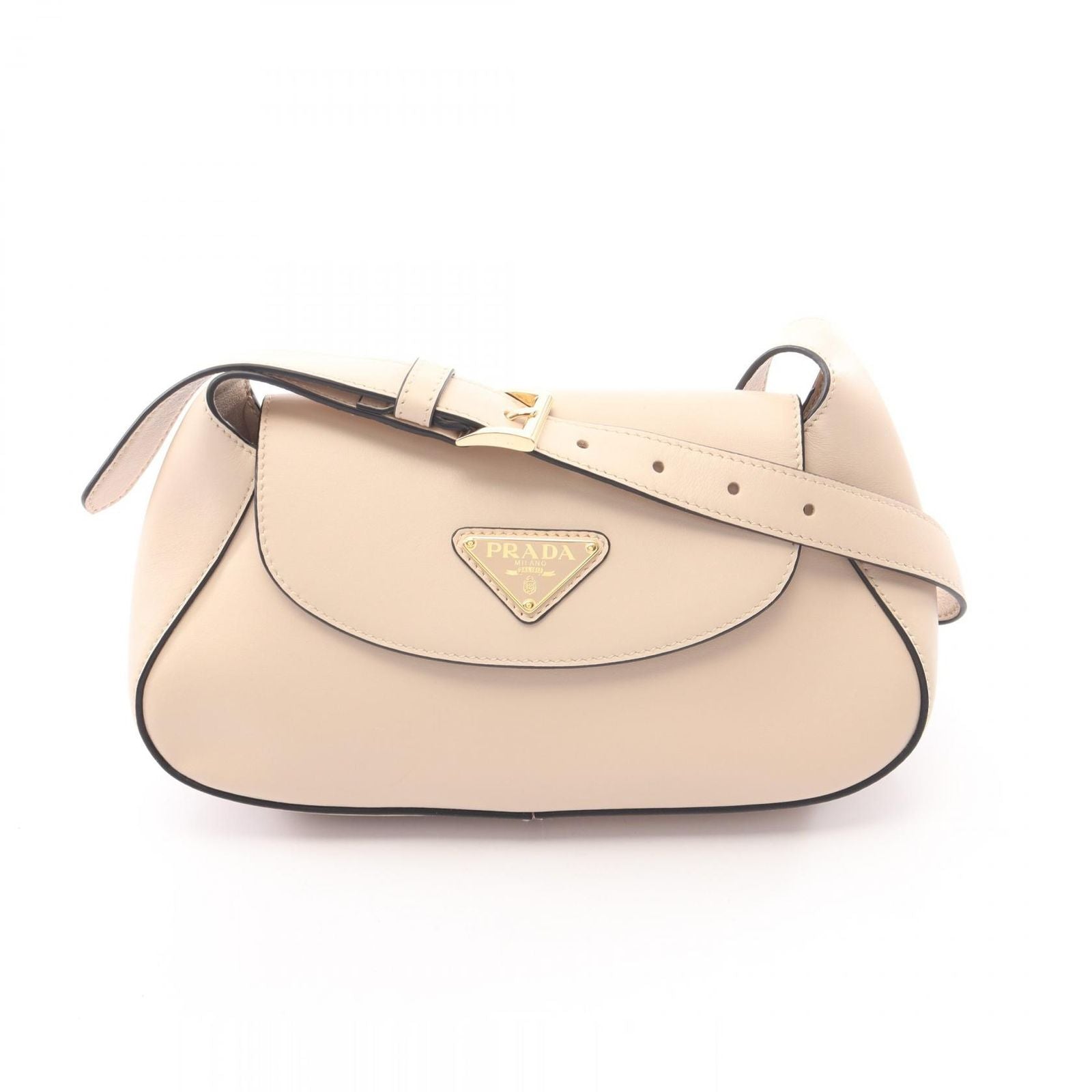 Prada Shoulder Bag Small Beige Leather