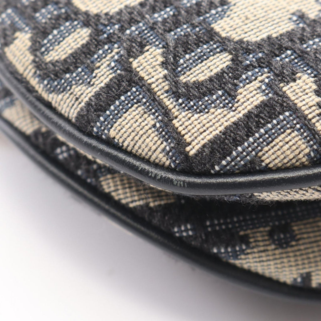 Dior Handbag Saddle Bag Mini Oblique Jacquard Ivory Navy Canvas Leather — view 6