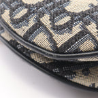 Dior Handbag Saddle Bag Mini Oblique Jacquard Ivory Navy Canvas Leather — view 6