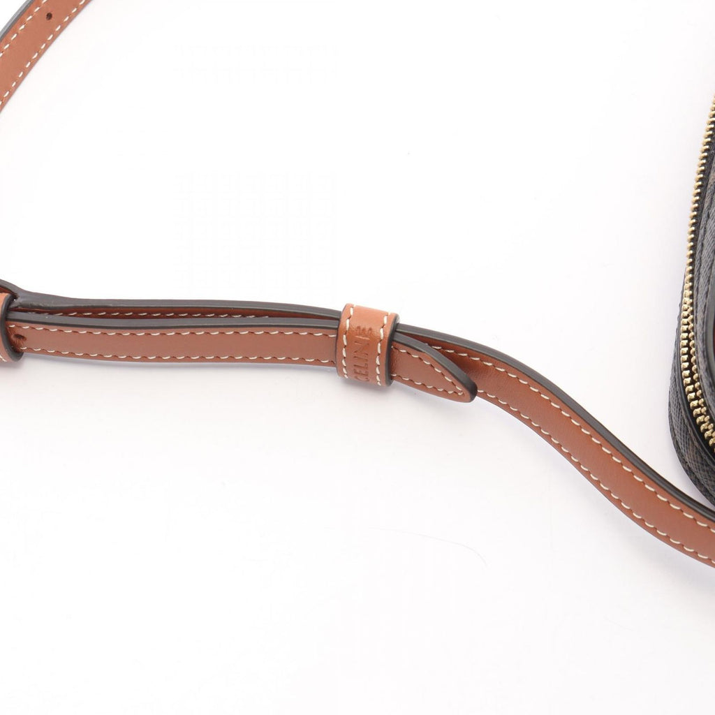 Celine Shoulder Bag Cuir Triomphe Mini Black Brown Multi Canvas Leather — view 6