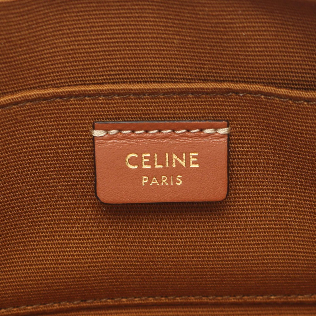Celine Shoulder Bag Cuir Triomphe Mini Black Brown Multi Canvas Leather — view 4