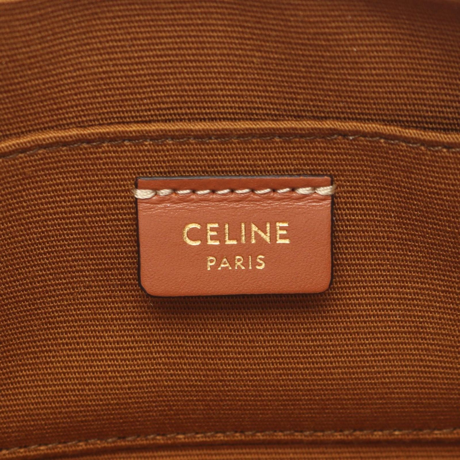 Celine Shoulder Bag Cuir Triomphe Mini Black Brown Multi Canvas Leather — view 4