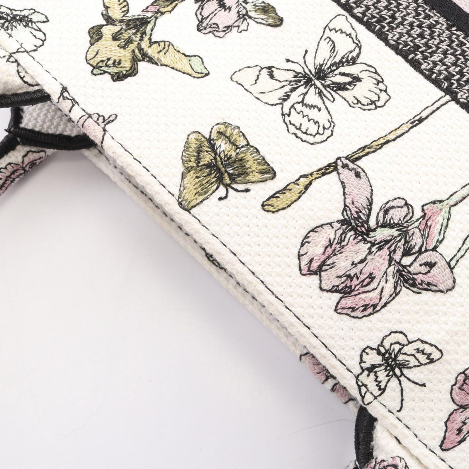 Dior Tote Bag Book White Black Multi Canvas Butterfly & Iris — view 8