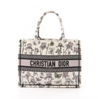 Dior Tote Bag Book White Black Multi Canvas Butterfly & Iris