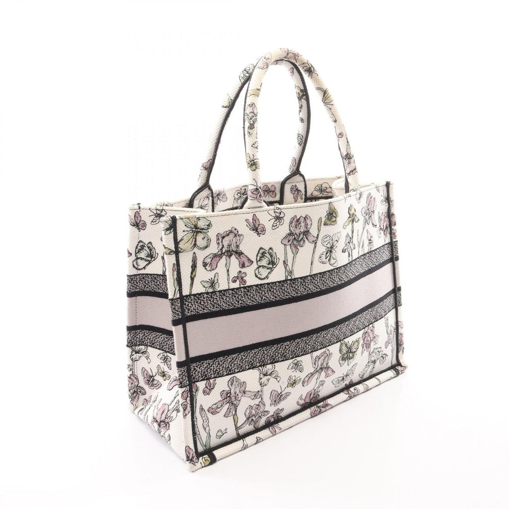 Dior Tote Bag Book White Black Multi Canvas Butterfly & Iris — view 2