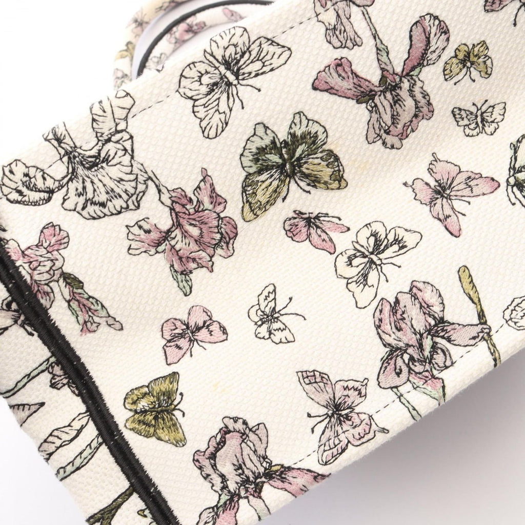 Dior Tote Bag Book White Black Multi Canvas Butterfly & Iris — view 6
