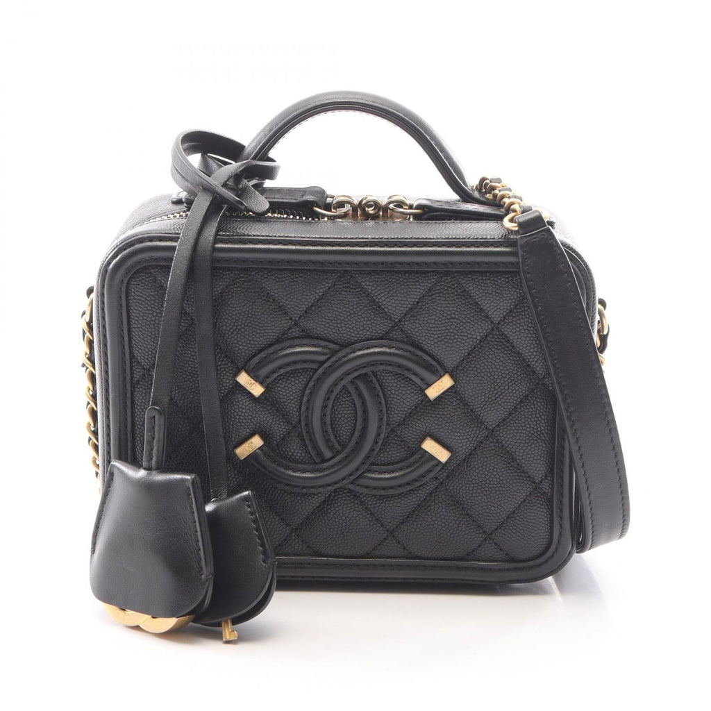 Chanel Shoulder Bag CC Figry Small Vanity 2-Way Black Caviar Leather CC Quilted