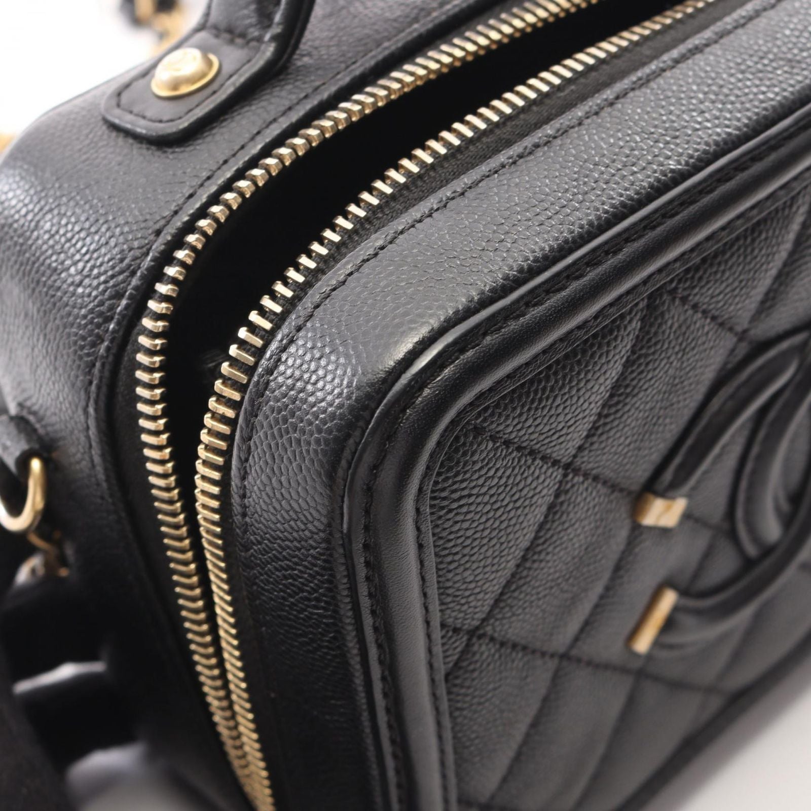 Chanel Shoulder Bag CC Figry Small Vanity 2-Way Black Caviar Leather CC Quilted — view 7