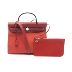 Hermes Herbag Zip PM 2-Way Rouge Ducese Ash Canvas Leather Zip PM Handbag