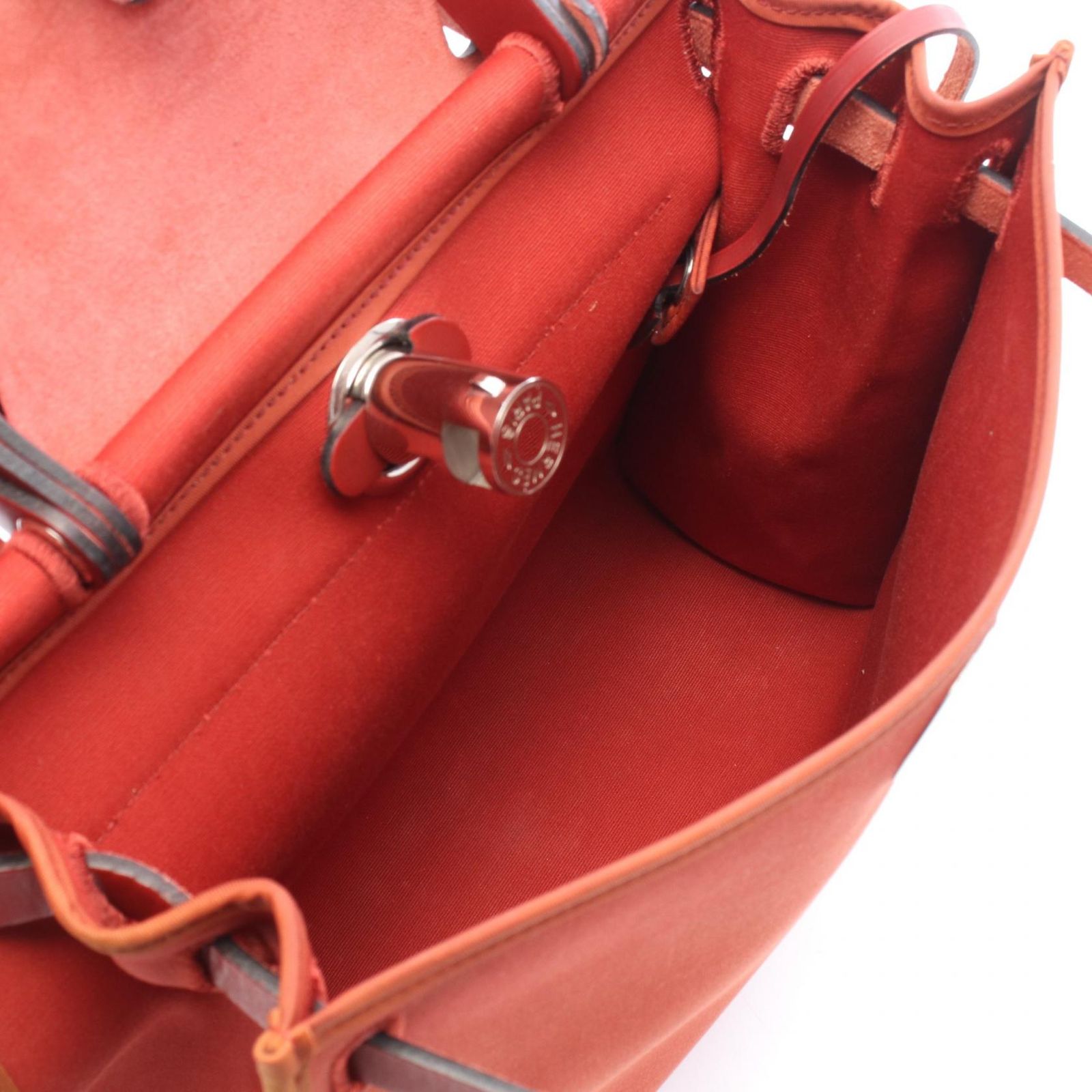 Hermes Herbag Zip PM 2-Way Rouge Ducese Ash Canvas Leather Zip PM Handbag — view 3
