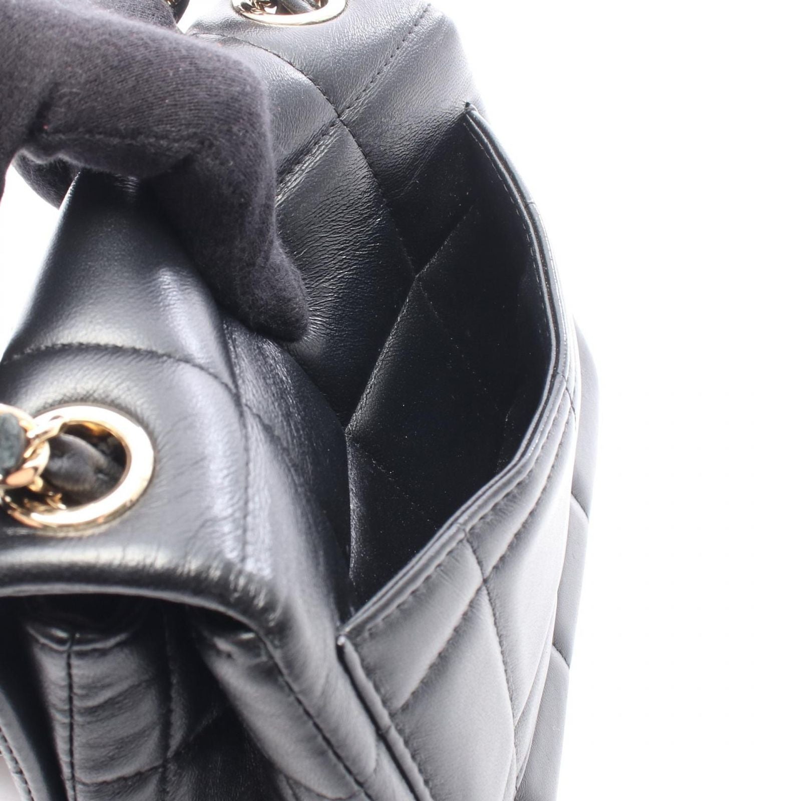Chanel Shoulder Bag Choco Bar Mini Flap Black Leather Mini Chain — view 6