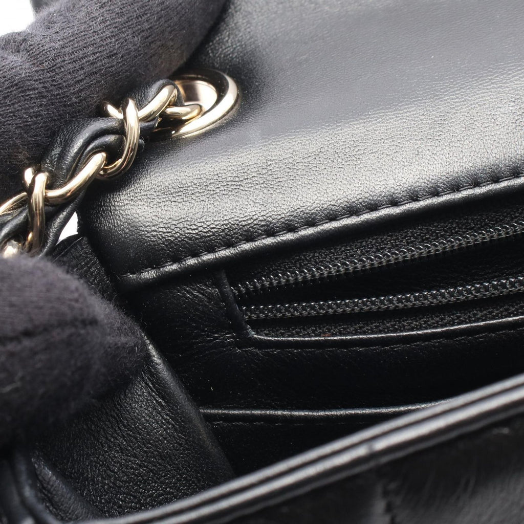 Chanel Shoulder Bag Choco Bar Mini Flap Black Leather Mini Chain — view 7